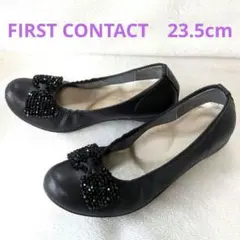 FIRST CONTACT コンフォートパンプス 23.5ブラックビジューリボン