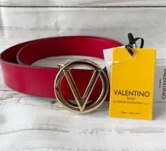 VALENTINO レディース ベルト Vロゴ レザー 赤 バレンチノ