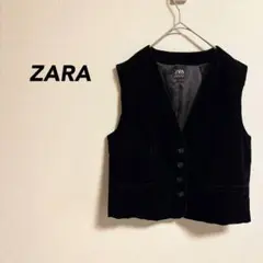 ZARA ベロアベスト　ブラック　ジレベスト