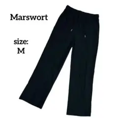 Marswort ワイドパンツ タックワイドパンツ 黒 ブラック