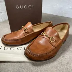 GUCCI グッチ ローファー ブラウン ホースビット 革靴 レザー