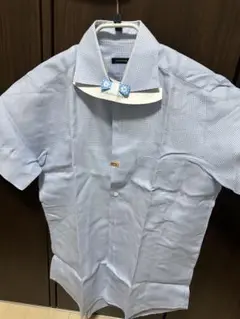 TOMORROWLAND 水色 チェック 半袖ワイシャツ M