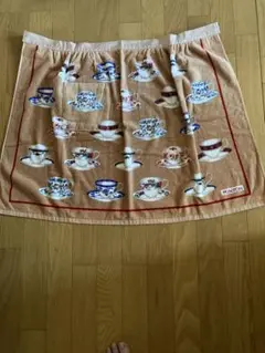 MINTON ミントン　ティーカッププリント エプロン　タオル地　キャメル