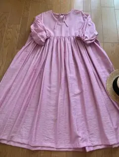 新品未使用　ハンドメイド作家様　ワンピース　ピンク