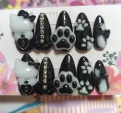 猫ネイル 肉球ネイル ジェルネイル ネイルチップ 量産型 ハンドメイド