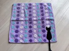 マタノアツコ ドット模様 黒猫 タオルハンカチ