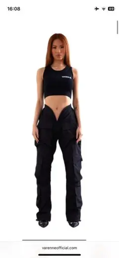 VARENNE V CUT INK CARGO PANTS black