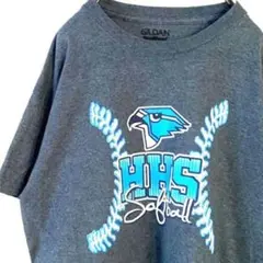 ギルダン HHS ソフトボール Softball Tシャツ グレー灰色 古着
