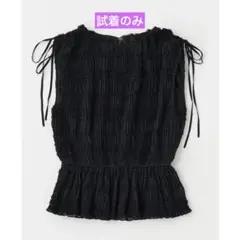 moussy FRILL CHIFFON ブラウス ブラック