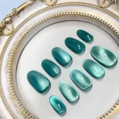 【現品】ネイルチップ マグネットネイル 緑 グリーン