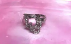 Christian Dior★クリスチャンディオール ロゴ ラインストーンリング