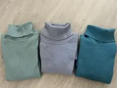 ユニクロUNIQLOリブタートルネック セーター ニット ターコイズ 3個セット