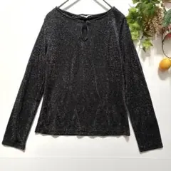 【Vim-upビムアップ】トップス　カットソー　ブラック　長袖　ラメ入り　黒　M