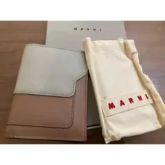 完売カラー MARNI マルニ 2つ折りコンパクト財布 グレー×ブラウン 折財布
