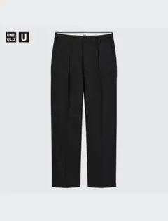 【ウエスト76cm】UNIQLO U ブラック タックテーパードチノ