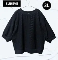 ❤美品❤SUREVE カットソージャガードプルオーバー大きいサイズブラック黒3L
