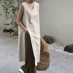 Dream Garden脇スリットノースリーブワンピース