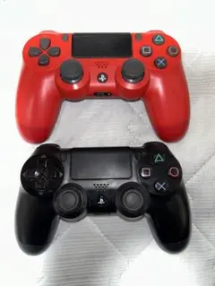 PS4デュアルコントローラー2個セット 赤と黒