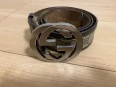 グッチGUCCIベルト　インターロッキング　GG レザー本革PVCブラウン正規品