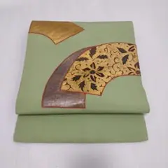 A-7 長尺 扇 金糸 九寸名古屋帯
