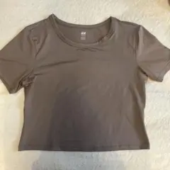 クロップド　ヨガ　トップス　ピラティス　Tシャツ　H&M ブラウン　茶色
