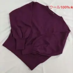 毛★ウール100%★セーター★暖かい★ワイン色★冬★ニット★トップス★レディース