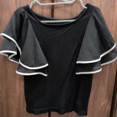 GRL フレア袖パイピングニットトップス　黒