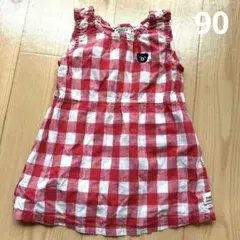 値引きセール‼︎ MiKihouseミキハウス 美品 チェック柄ワンピース90