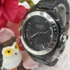 稼働品☆　COACHコーチ　レディース腕時計　樹脂ベルト　グレー