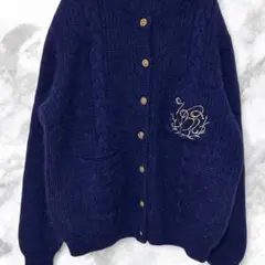 00's vintage　パープル ニットカーディガン 刺繍