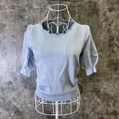 ✨MISCH MASCH✨ミッシュマッシュ♡五分袖ニット♡レーヨン♡青紫(M)