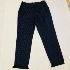 mint designs パンツ 総柄 フリンジ ロゴボタン ブラック ネイビー