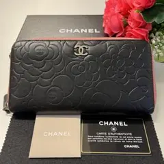 新品同様‼️ シャネル CHANEL 財布 長財布 カメリア ラウンドファスナー