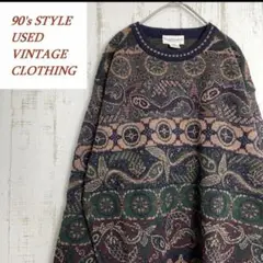 【値下】Tricots St.Raphael ノルディックセータ　幾何学模様　S