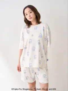 【ドラえもん】【ユニセックス】おはようおやすみTシャツ ハーフパンツ