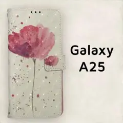 Galaxy A25 花柄 ピンク ホログラム 手帳 フリップケース