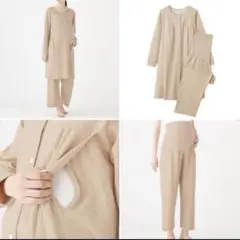 無印良品　無染色接結編みパジャマセット マタニティM〜L