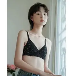 ノンワイヤー ブラジャー ショーツ セット 花柄 韓国