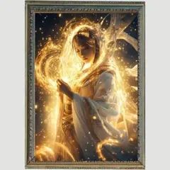 Ｐ1188 光を纏う女神アート　太陽と祈りのスピリチュアル絵画