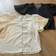 値下げ！　BASEMENT online Ｖネックドットブラウス　2枚セット