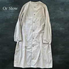 オアスロウ ベージュ バンドカラー ワークシャツワンピース