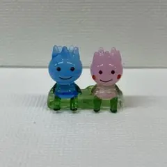 ガラス細工　チューリップちゃん2人ベンチ（青/ピンク）