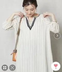 フリークスストア インドリネン　ロングワンピース　ストライプ　美品