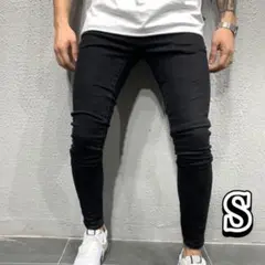 メンズスキニーパンツ　Gパン　ブラック　Sサイズ　ストレッチデニム　スリムパンツ