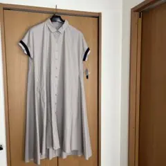 グレー 半袖 シャツワンピース Lサイズ