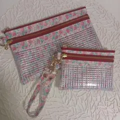 ハンドメイド　リバティ　Wファスナーポーチセット