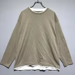 ラコレ　美品　レイヤードデザイン ベージュ長袖カットソー　Mサイズ　メンズ
