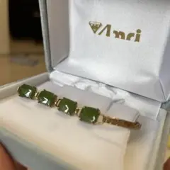 グリーン ストーン ブレスレット ゴールドブレスレット