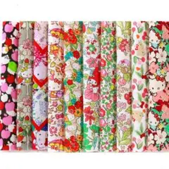 ✿リバティ　キティ　12cm　10枚　レッド　はぎれセット