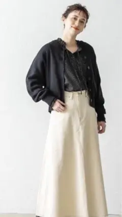 stadio clipノーカラーニットブルゾン新品